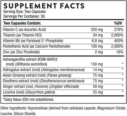 THORNE Stress Balance - Adrenal Support Supplement with Vitamin C & Ashwagandha  - 60 Capsules - 30 Servings