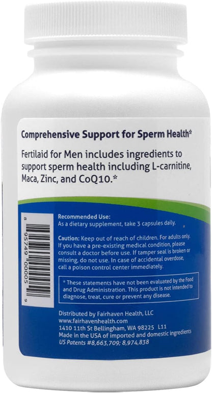 Fairhaven: FertilAid for Men - Male Fertility Supplement - Male Count and Motility Support - Targeted Fertility Ingredients and Men's Vitamin Blend, 90 Capsules, 1 Month Supply