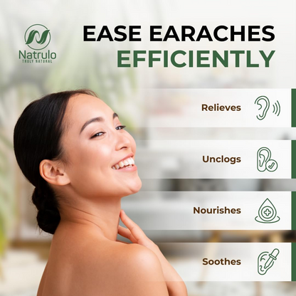 Natrulo Organic Ear Oil for Ear Infections Natural Eardrops for Infection Prevention, Swimmer's Ear & Wax Removal Adults, Baby, Children, Pets Earache Remedy with Mullein, Garlic, Calendula, Made in USA.