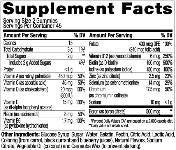 OLLY Women's Multivitamin Gummy, Overall Health and Immune Support, Vitamins A, D, C, E, Biotin, Folic Acid, Adult Chewable Vitamin, Berry, 90ct