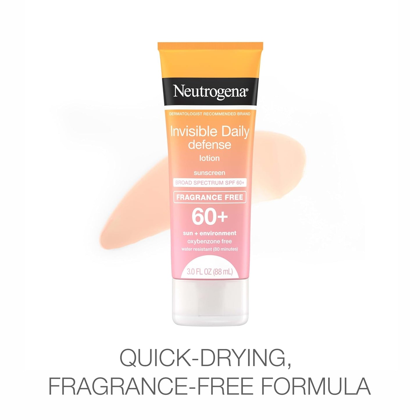 Neutrogena Invisible Daily Defense Fragrance-Free Sunscreen Lotion, Broad Spectrum SPF 60+, 3.0 fl. oz