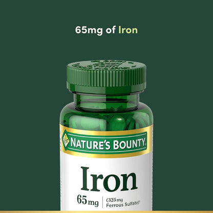 Nature's Bounty Iron 65mg, 325 mg Ferrous Sulfate, 100 Tablets