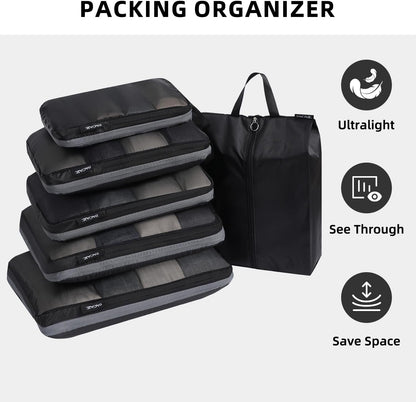 BAGAIL 4 Set/5 Set/6 Set Compression Packing Cubes Travel Accessories Expandable Packing Organizers