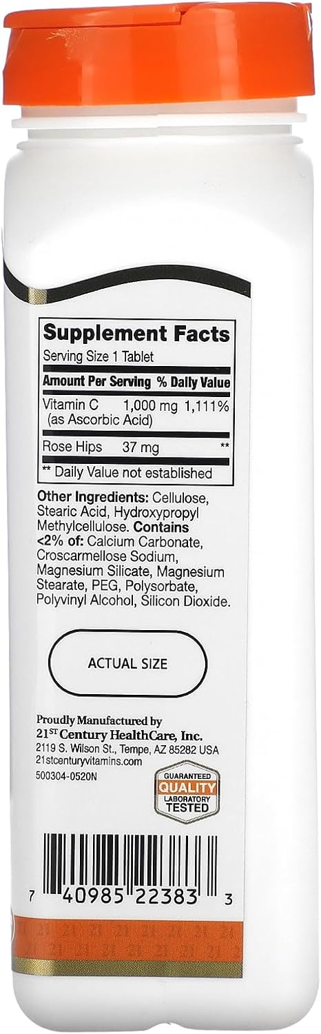 21st Century Natural C 1000 with Rose HIPS Caplets, 110 Count