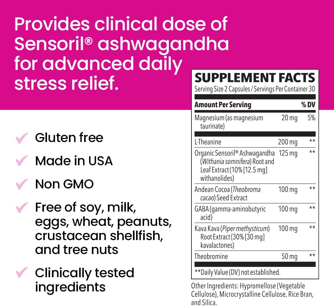 NeuroQ Calm Focus Capsules - Stress Relief Supplement -  60 Capsules