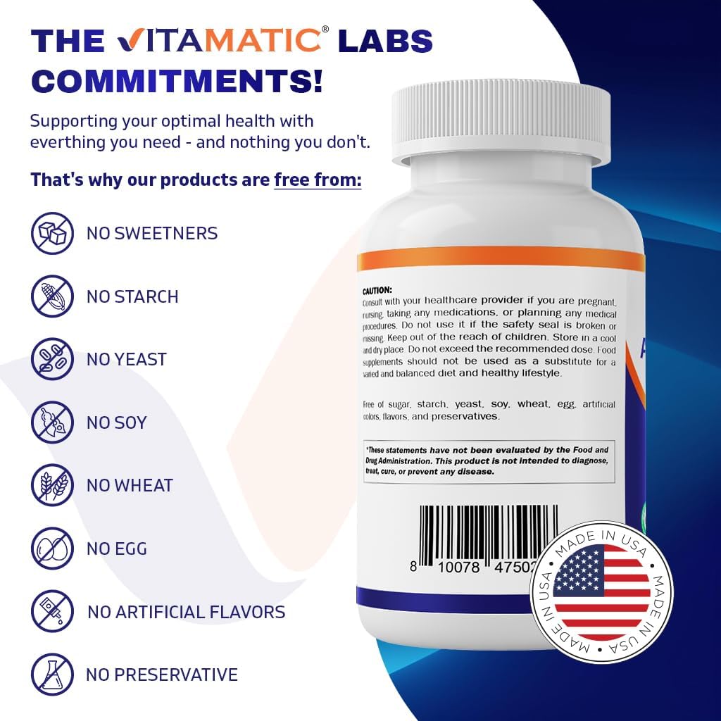Vitamatic Astragalus Root 2000 mg 200 Ct (Double dose compare to Astragalus 1000mg)