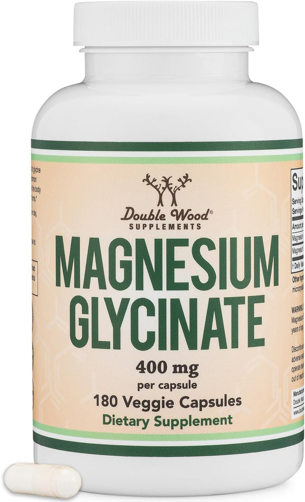 Double Wood Magnesium Glycinate 400mg, 180 Capsules Double Wood