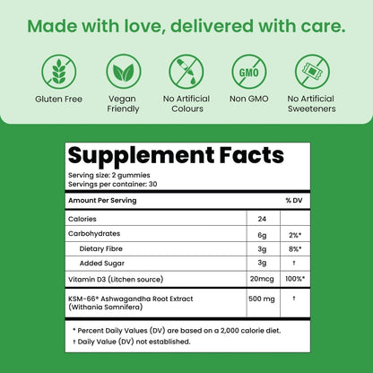 KSM-66 Ashwagandha & Vitamin D Gummy - 60 Count