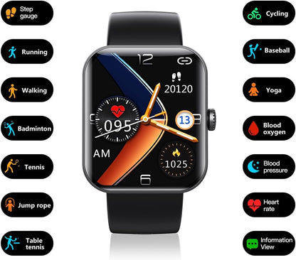 Geekran Smartwatch, Upgrade Non-invasive Blood Glucose Test Smart Watch, Blood Sugar Monitoring Smartwatch Fitness Watch with Blood Pressure Blood Oxygen Tracking Bluetooth Watch (Black - B)