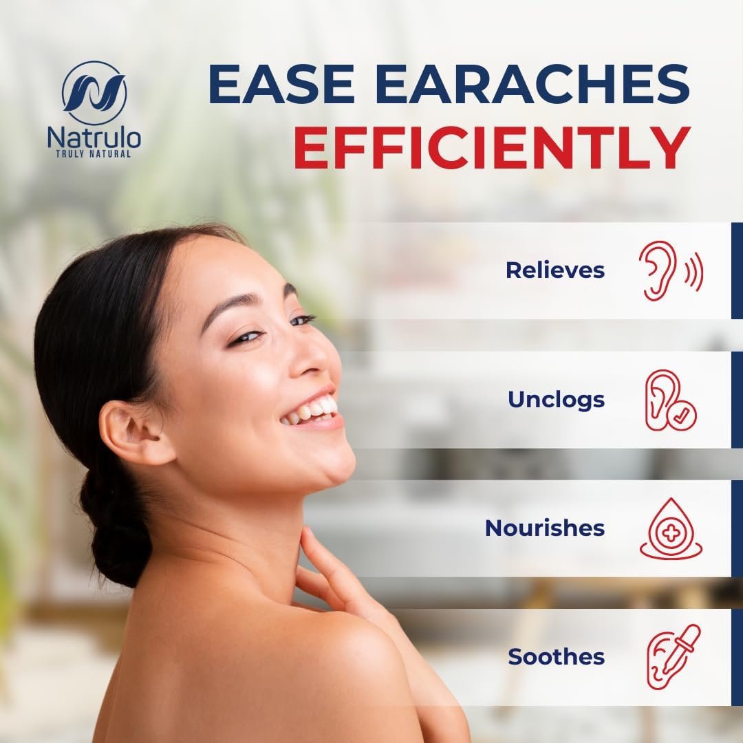 Natrulo Ear Drops for Ear Pain – Organic Ear Drops for Adult, Kids, Baby, Dog & Pets – Relieves Ear Aches, Itchy Ears, Infections, Swimmer's Ear, & Loosens Wax – Kids Safe, Made in USA