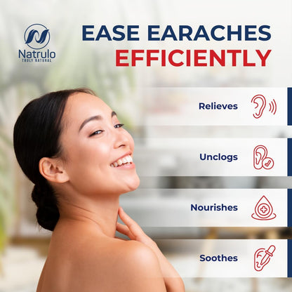 Natrulo Ear Drops for Ear Pain – Organic Ear Drops for Adult, Kids, Baby, Dog & Pets – Relieves Ear Aches, Itchy Ears, Infections, Swimmer's Ear, & Loosens Wax – Kids Safe, Made in USA
