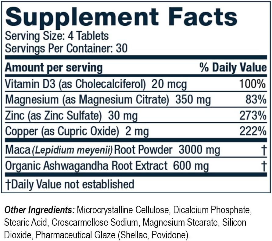 Roman Testosterone Support | Men's Daily Nutritional Supplement with Ashwagandha to Support Healthy T-Levels & Magnesium to Support Muscle Health | 30-Day Supply (120 Tablets)