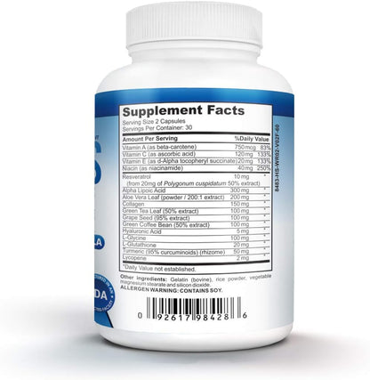 Nutra Pro Anti-Wrinkle and Ageless Skin Vitamins - Dermal Repair Complex for Skin Repair with Collagen & Resveratrol & Alpha - Lipoic Acid & Hyaluronic Acid Supplement to Renew Skin