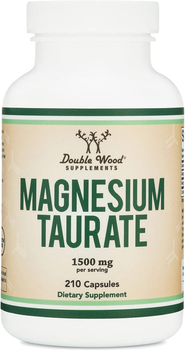 Double Wood Magnesium Taurate, 1,500mg per Serving, 210 Vegan Capsules Double Wood