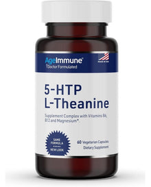 5-HTP Formula for Stress Relief and relaxation support for Teens and Adults - 60 capsules. AgeImmune