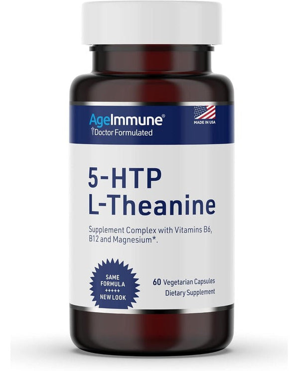 5-HTP Formula for Stress Relief and relaxation support for Teens and Adults - 60 capsules. AgeImmune