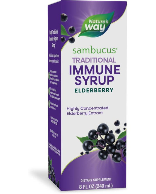 Nature’s Way Sambucus Elderberry Traditional Immune Syrup -  8 Fl Oz (Packaging May Vary)