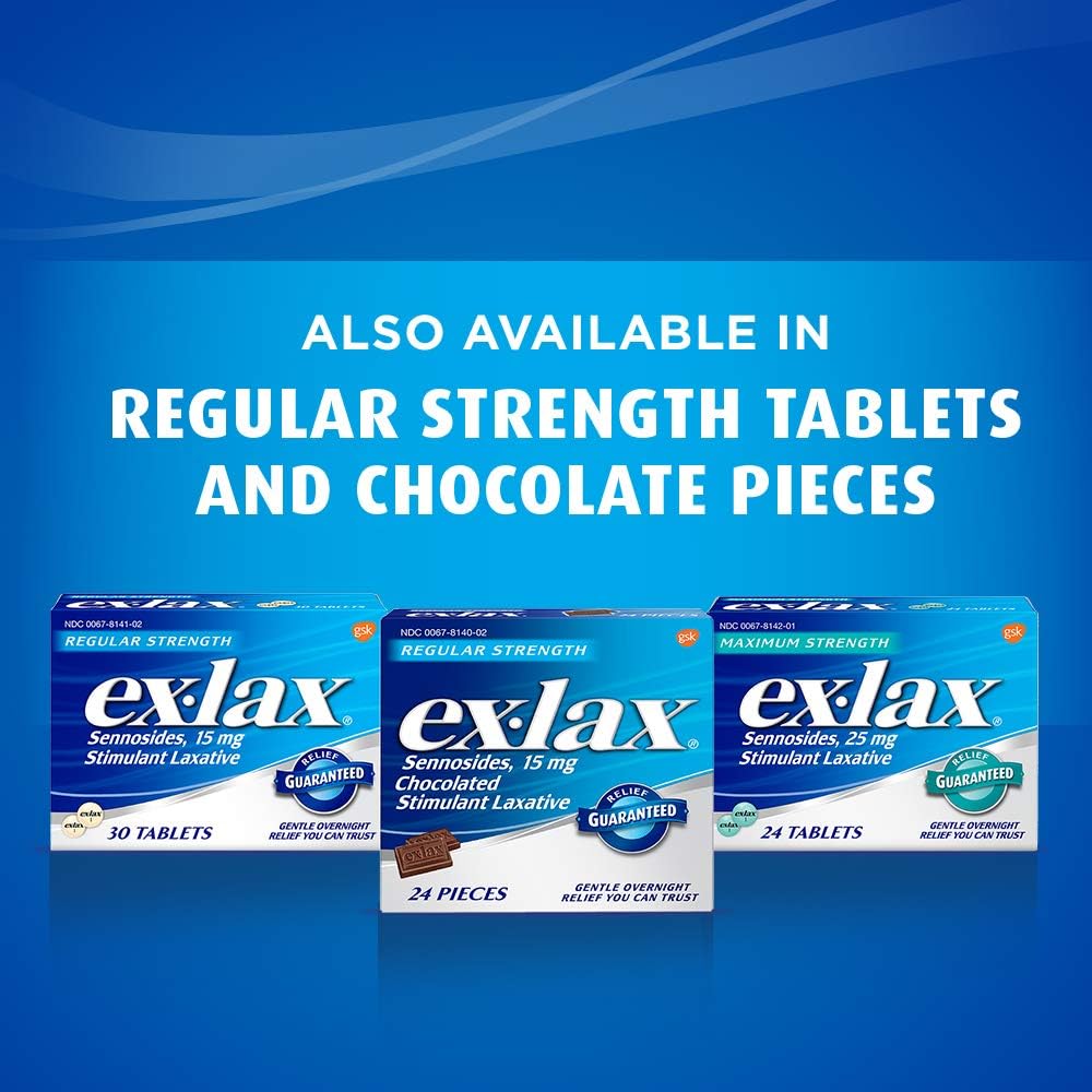 Ex.Lax Maximum Strength Stimulant Laxative Constipation Relief Pills for Occasional Constipation, Gentle Laxatives - 24 Count