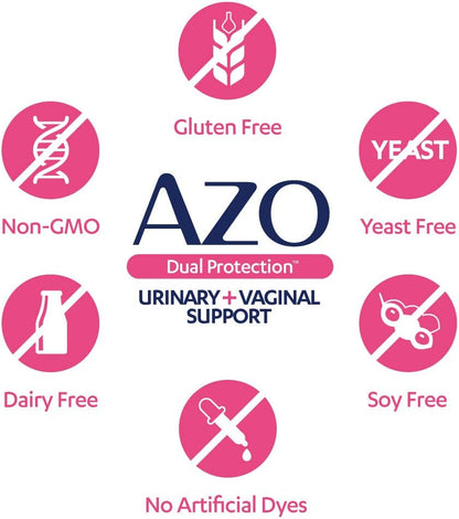 AZO Protection | Urinary + Vaginal Support* | Prebiotic Plus Clinically Proven Women's Probiotic | Starts Working Within 24 Hours | Non-GMO | 30 Count