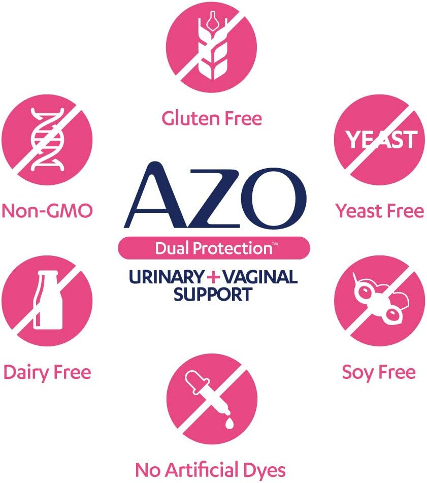 AZO Dual Protection, Urinary + Vaginal Support, Prebiotics and Probiotics for Women*, Starts Working Within 24 Hours, Non-GMO, 30 Count