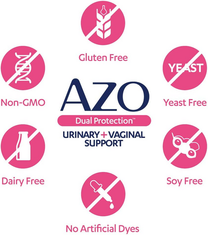 AZO Dual Protection, Urinary + Vaginal Support, Prebiotics and Probiotics for Women*, Starts Working Within 24 Hours, Non-GMO, 30 Count