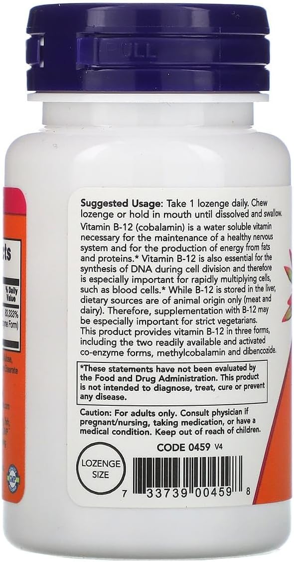 NOW Foods Supplements, B-12 2,000 mcg, 100 Lozenges