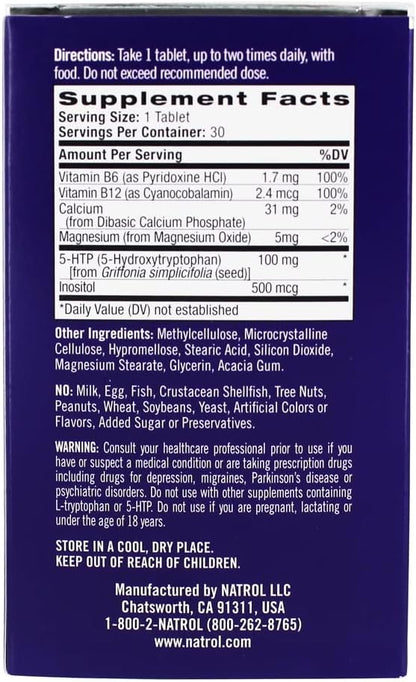 Natrol Daily Stress Relief 100 mg, Dietary Supplement, Mood + Stress, 30 Tablets, 30 Day Supply