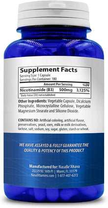 Nasabeahava Nicotinamide - 500 mg - 180 Capsules Nasabeahava
