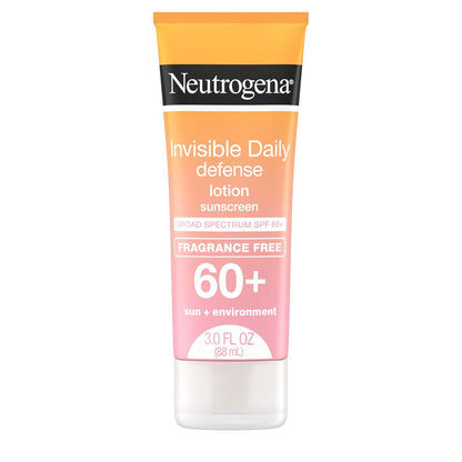 Neutrogena Invisible Daily Defense Fragrance-Free Sunscreen Lotion, Broad Spectrum SPF 60+, 3.0 fl. oz
