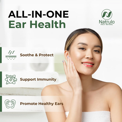 Natrulo Organic Ear Oil for Ear Infections Natural Eardrops for Infection Prevention, Swimmer's Ear & Wax Removal Adults, Baby, Children, Pets Earache Remedy with Mullein, Garlic, Calendula, Made in USA.