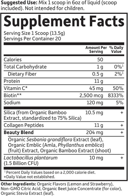 Garden of Life Grass Fed Collagen Beauty - Strawberry Lemonade, 20 Servings - Collagen Powder for Women Men Hair Skin Nails, Collagen Peptides Powder, Collagen Protein Hydrolyzed Collagen Supplements