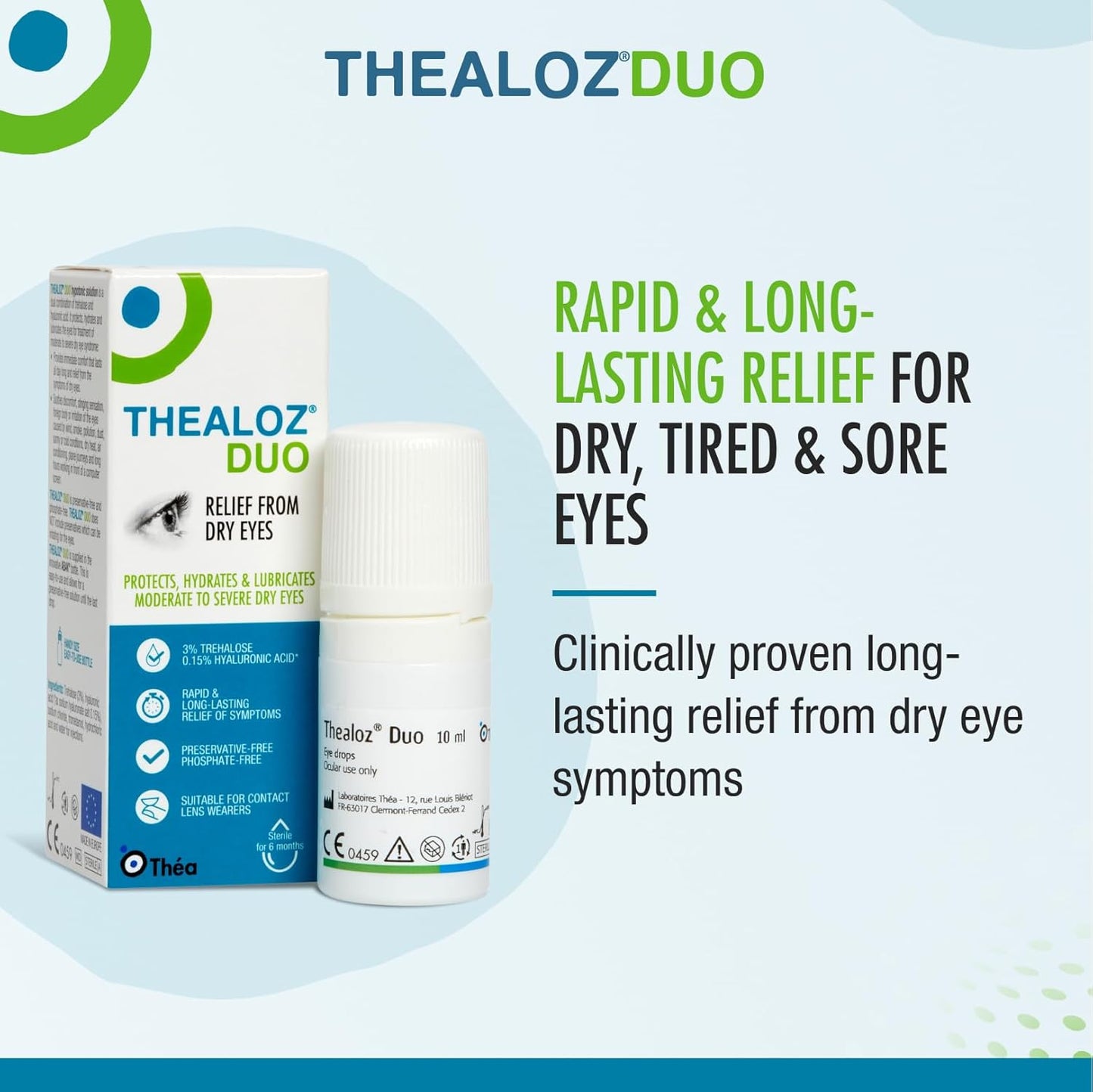 3 Pack Thealoz Duo 10 x 3 (30ml) - Dry Eye Drops - Eye Artificial Tears - Treatment for Dry Eyes