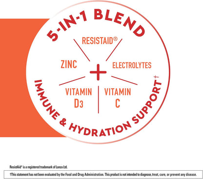 Nature Made Wellblends Active Immune Defense Fizzy Drink Mix, ResistAid, Vitamin C 500mg, Vitamin D 1000 IU, Zinc, and Electrolytes Powder, 14 Stick Packs