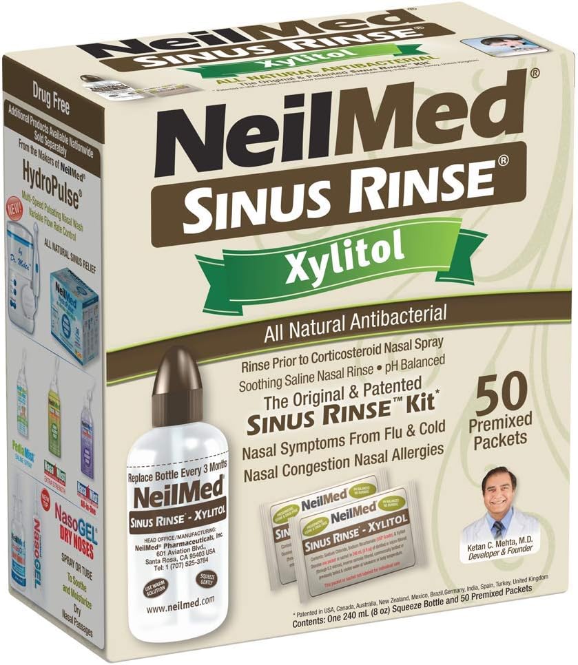 NeilMed Sinus Rinse Kit with Xylitol, 50 Count