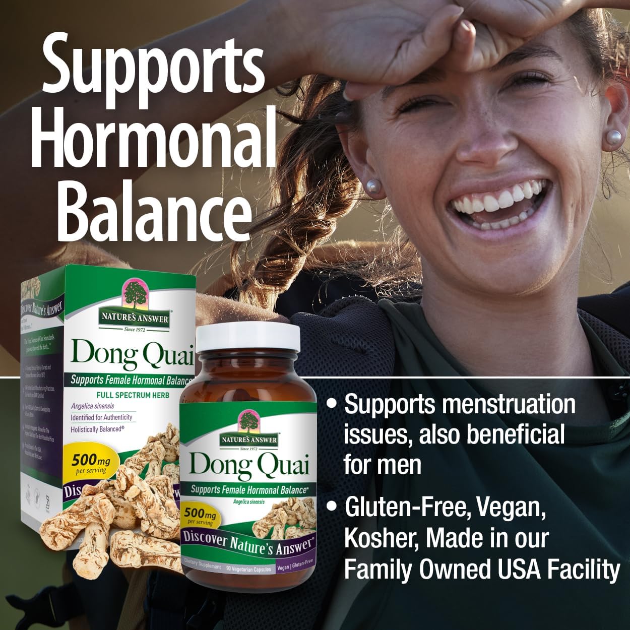 Nature's Answer Dong Quai Root 1000mg | Dietary Supplement | Supports Female Hormone Balance | Non-GMO, Vegan, Kosher Certified & Gluten-Free | Vegetarian Capsules 90ct