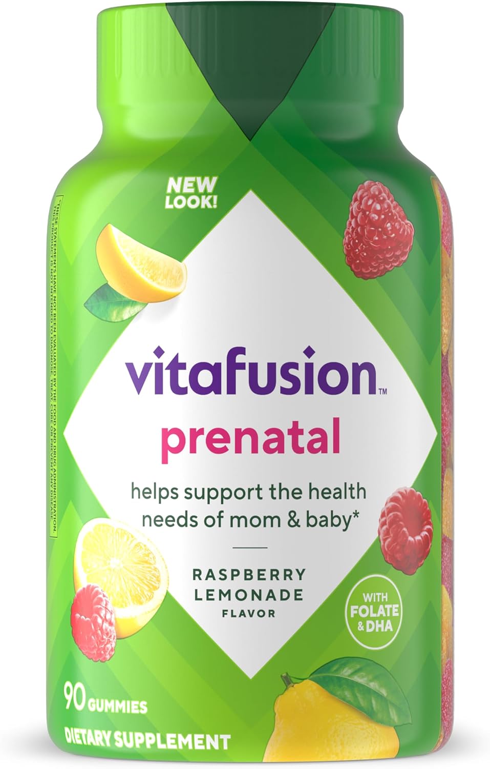 Vitafusion Prenatal Vitamin Gummies for Women, Raspberry Lemonade Flavored | 90 Count