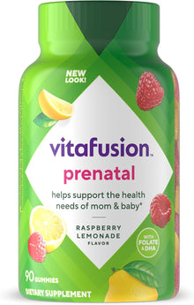 Vitafusion Prenatal Vitamin Gummies for Women, Raspberry Lemonade Flavored | 90 Count