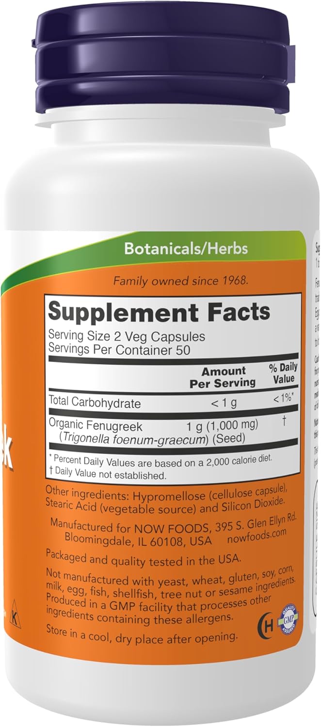 NOW Foods Fenugreek 500mg, 100 Capsules