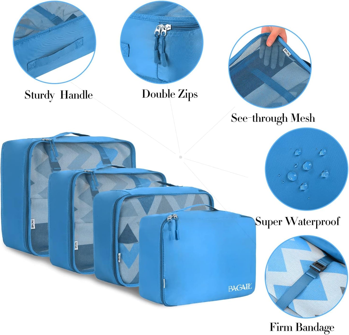 BAGAIL 8 Set Packing Cubes Luggage Packing Organizers for Travel Accessories