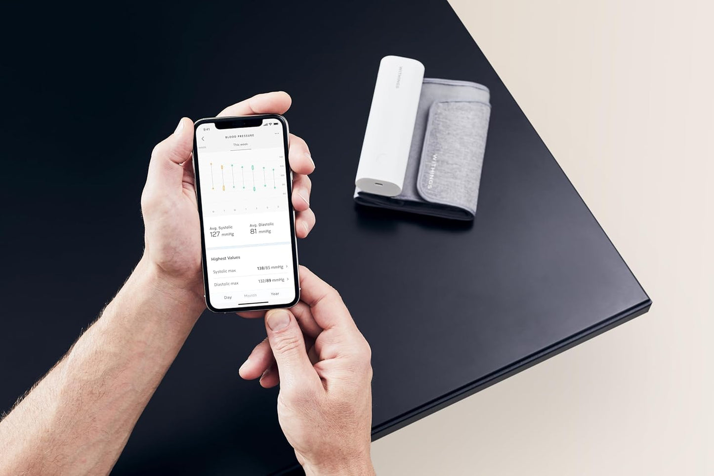 Withings BPM Connect - Digital Blood Pressure Cuff & Heart Rate Monitor - Blood Pressure Machine Arm Cuff, FDA Cleared, FSA/HSA Eligible, IOS & Android