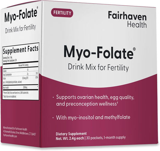 Fairhaven Health Myo-Folate Powder for Women - 1 Per Day, Female Fertility Supplement, Ovarian Health and Egg Quality - 2000 mg Myo-Inositol and 333 mcg Methylfolate – 30 Individual Packets