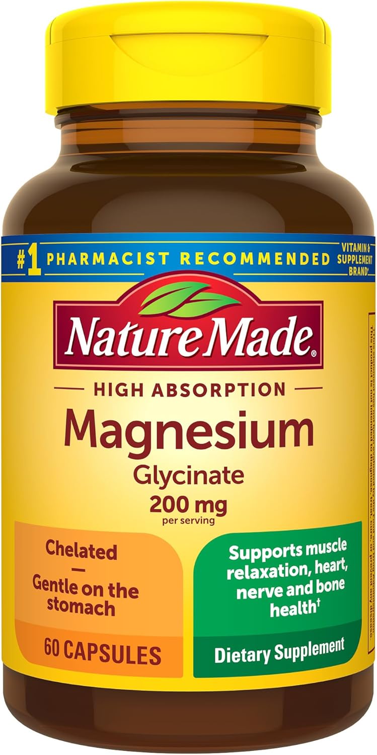 Nature Made Magnesium Glycinate 200 mg per Serving 60 Magnesium Capsules