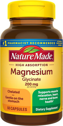 Nature Made Magnesium Glycinate 200 mg per Serving 60 Magnesium Capsules Nature Made