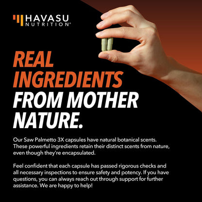 Havasu Nut Palmetto Prostate Supplement for Men | Nettle Seed & Pumpkin Seed Oil Capsules for Potent 3X Formula | Ultimate Prostate & Bladder Support for Older Men | 2 Month Supply with 120 Male Pills