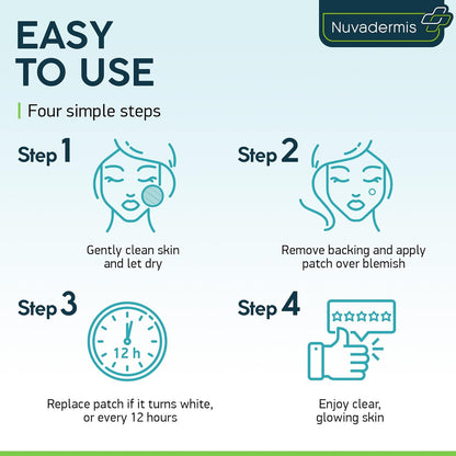 NUVADERMIS Acne Pimple Patches - Dark Spot, Blemish, Zit Treatment - 54% Hydrocolloid Dot Stickers - 120 Patch Pack for Clean Skin - Hyaluronic Salicylic Acid, Tea Tree Oil, Vitamin A - Face Cystic Po