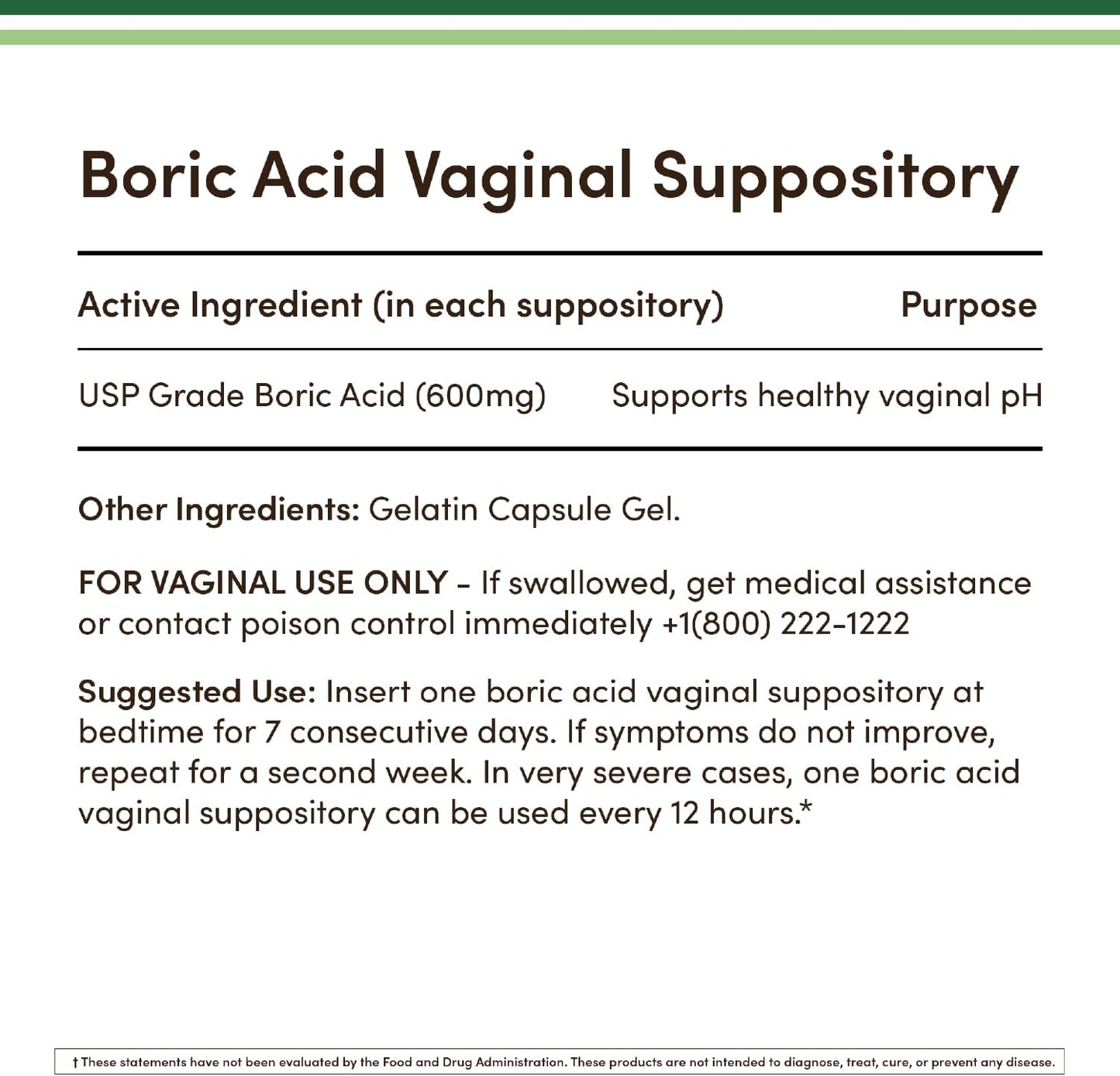 Double Wood Boric Acid 600mg, 60 Capsules