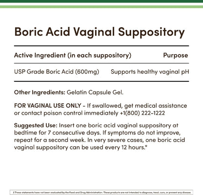 Double Wood Boric Acid 600mg, 60 Capsules