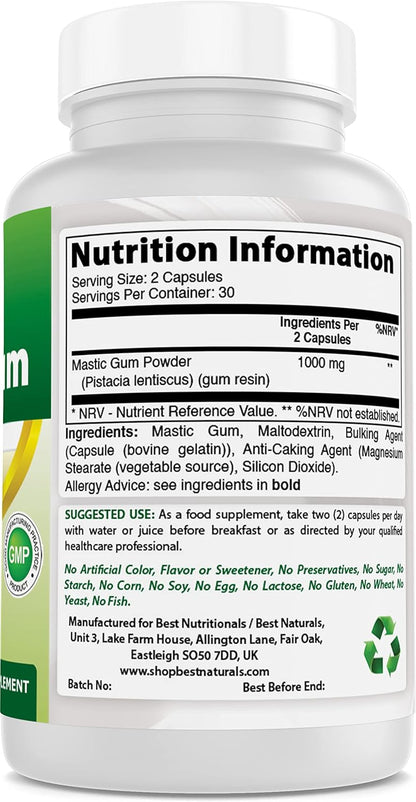 Best Naturals Mastic Gum 500 mg 60 Capsules