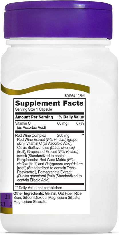 21st Century Resveratrol Red Wine Extract Capsules, 90Count