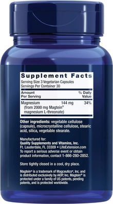 Life Extension Neuro-mag Magnesium L-threonate, Brain Health, Memory & Attention, 90 Vegetarian Capsules Life Extension